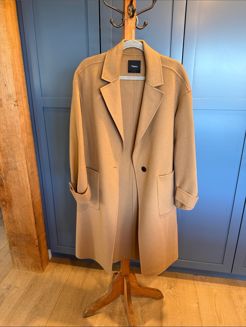 Theory Camel Single-Button Wool-Blend Trench Coat